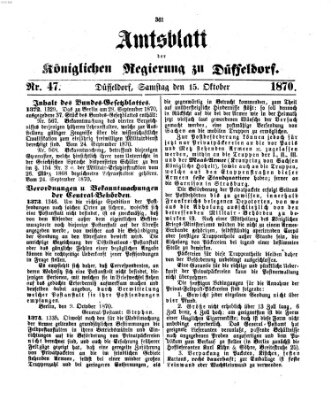 Amtsblatt für den Regierungsbezirk Düsseldorf Samstag 15. Oktober 1870