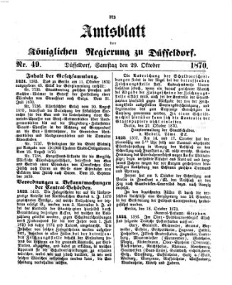 Amtsblatt für den Regierungsbezirk Düsseldorf Samstag 29. Oktober 1870