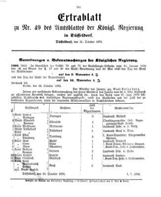 Amtsblatt für den Regierungsbezirk Düsseldorf Montag 31. Oktober 1870