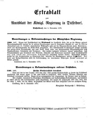 Amtsblatt für den Regierungsbezirk Düsseldorf Donnerstag 3. November 1870