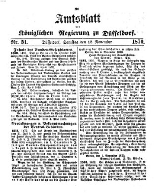 Amtsblatt für den Regierungsbezirk Düsseldorf Samstag 12. November 1870