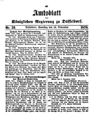 Amtsblatt für den Regierungsbezirk Düsseldorf Samstag 19. November 1870