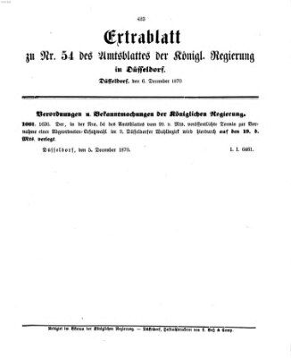 Amtsblatt für den Regierungsbezirk Düsseldorf Dienstag 6. Dezember 1870