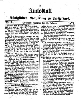 Amtsblatt für den Regierungsbezirk Düsseldorf Samstag 18. Februar 1871