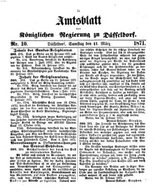 Amtsblatt für den Regierungsbezirk Düsseldorf Samstag 11. März 1871