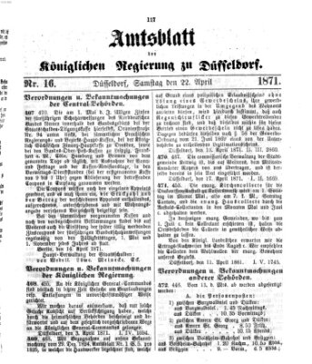 Amtsblatt für den Regierungsbezirk Düsseldorf Samstag 22. April 1871