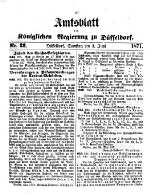 Amtsblatt für den Regierungsbezirk Düsseldorf Samstag 3. Juni 1871