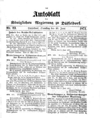 Amtsblatt für den Regierungsbezirk Düsseldorf Samstag 10. Juni 1871