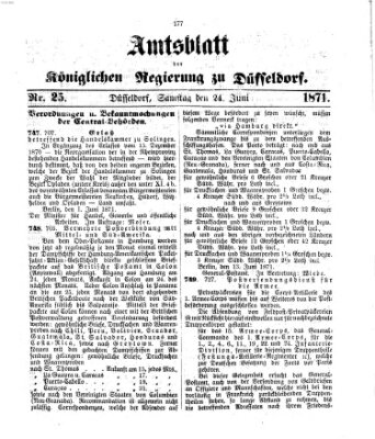 Amtsblatt für den Regierungsbezirk Düsseldorf Samstag 24. Juni 1871