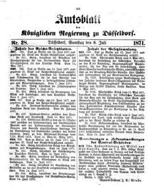 Amtsblatt für den Regierungsbezirk Düsseldorf Samstag 8. Juli 1871