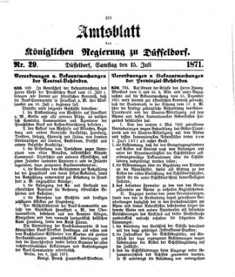 Amtsblatt für den Regierungsbezirk Düsseldorf Samstag 15. Juli 1871