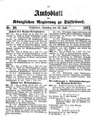 Amtsblatt für den Regierungsbezirk Düsseldorf Samstag 22. Juli 1871