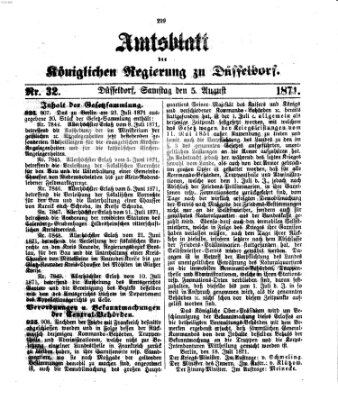 Amtsblatt für den Regierungsbezirk Düsseldorf Samstag 5. August 1871