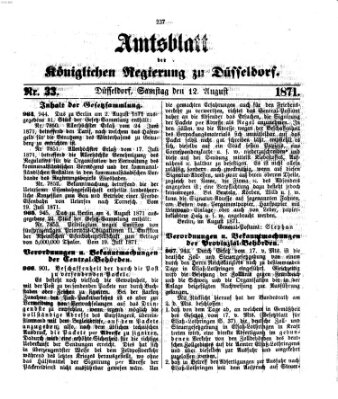 Amtsblatt für den Regierungsbezirk Düsseldorf Samstag 12. August 1871