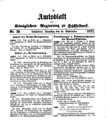 Amtsblatt für den Regierungsbezirk Düsseldorf Samstag 23. September 1871