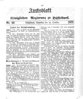 Amtsblatt für den Regierungsbezirk Düsseldorf Samstag 14. Oktober 1871