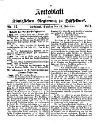 Amtsblatt für den Regierungsbezirk Düsseldorf Samstag 18. November 1871