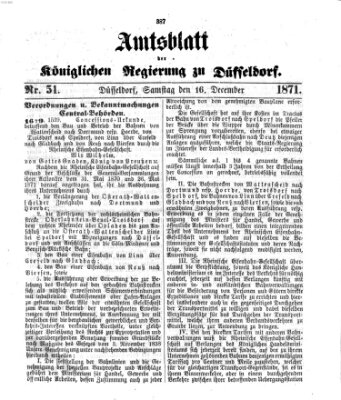 Amtsblatt für den Regierungsbezirk Düsseldorf Samstag 16. Dezember 1871