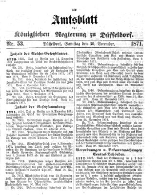 Amtsblatt für den Regierungsbezirk Düsseldorf Samstag 30. Dezember 1871