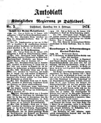 Amtsblatt für den Regierungsbezirk Düsseldorf Samstag 3. Februar 1872