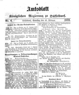 Amtsblatt für den Regierungsbezirk Düsseldorf Samstag 10. Februar 1872