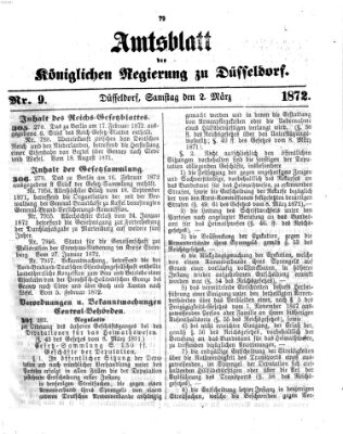 Amtsblatt für den Regierungsbezirk Düsseldorf Samstag 2. März 1872