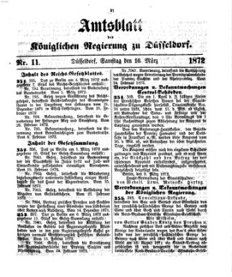 Amtsblatt für den Regierungsbezirk Düsseldorf Samstag 16. März 1872