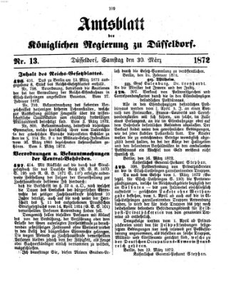 Amtsblatt für den Regierungsbezirk Düsseldorf Samstag 30. März 1872