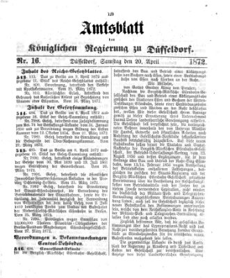 Amtsblatt für den Regierungsbezirk Düsseldorf Samstag 20. April 1872