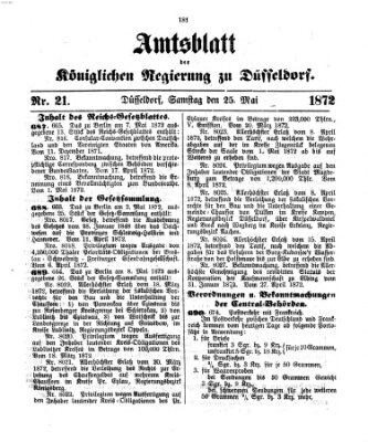 Amtsblatt für den Regierungsbezirk Düsseldorf Samstag 25. Mai 1872