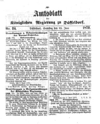 Amtsblatt für den Regierungsbezirk Düsseldorf Samstag 15. Juni 1872