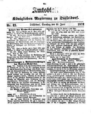 Amtsblatt für den Regierungsbezirk Düsseldorf Samstag 22. Juni 1872