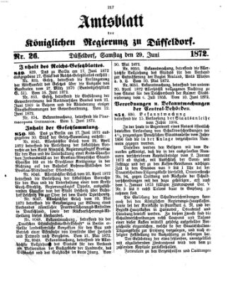 Amtsblatt für den Regierungsbezirk Düsseldorf Samstag 29. Juni 1872