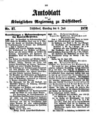 Amtsblatt für den Regierungsbezirk Düsseldorf Samstag 6. Juli 1872