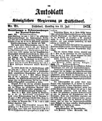 Amtsblatt für den Regierungsbezirk Düsseldorf Samstag 13. Juli 1872