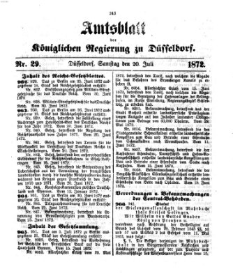 Amtsblatt für den Regierungsbezirk Düsseldorf Samstag 20. Juli 1872