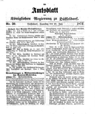 Amtsblatt für den Regierungsbezirk Düsseldorf Samstag 27. Juli 1872