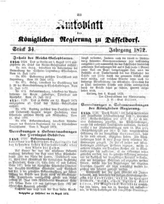 Amtsblatt für den Regierungsbezirk Düsseldorf Samstag 24. August 1872