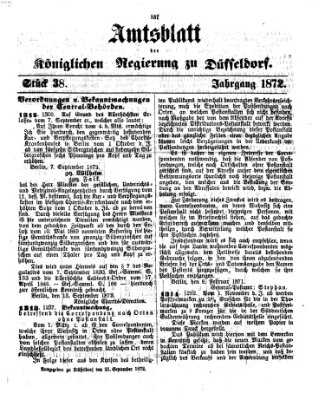 Amtsblatt für den Regierungsbezirk Düsseldorf Samstag 21. September 1872