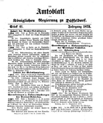 Amtsblatt für den Regierungsbezirk Düsseldorf Samstag 12. Oktober 1872