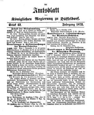 Amtsblatt für den Regierungsbezirk Düsseldorf Samstag 19. Oktober 1872