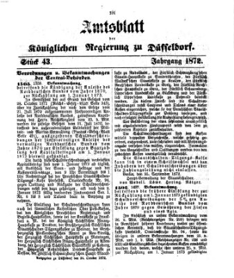 Amtsblatt für den Regierungsbezirk Düsseldorf Samstag 26. Oktober 1872