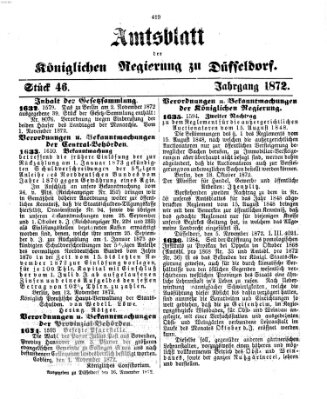 Amtsblatt für den Regierungsbezirk Düsseldorf Samstag 16. November 1872