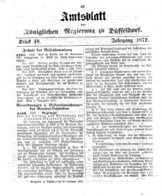 Amtsblatt für den Regierungsbezirk Düsseldorf Samstag 30. November 1872