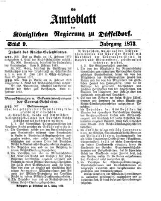 Amtsblatt für den Regierungsbezirk Düsseldorf Samstag 1. März 1873