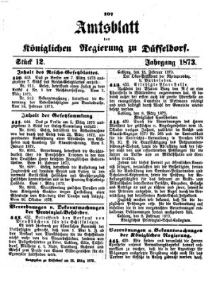 Amtsblatt für den Regierungsbezirk Düsseldorf Samstag 22. März 1873