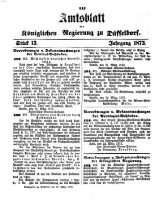 Amtsblatt für den Regierungsbezirk Düsseldorf Samstag 29. März 1873