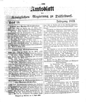 Amtsblatt für den Regierungsbezirk Düsseldorf Samstag 5. April 1873