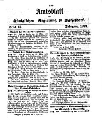 Amtsblatt für den Regierungsbezirk Düsseldorf Samstag 12. April 1873