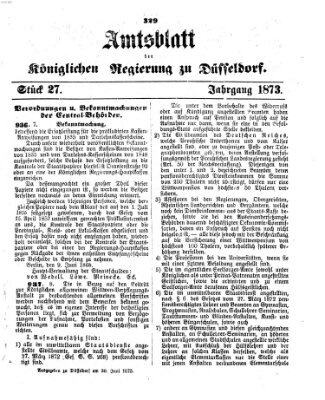 Amtsblatt für den Regierungsbezirk Düsseldorf Montag 30. Juni 1873